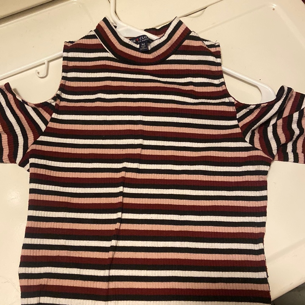 Medium, Stripes , Cut Out , Mock Neck